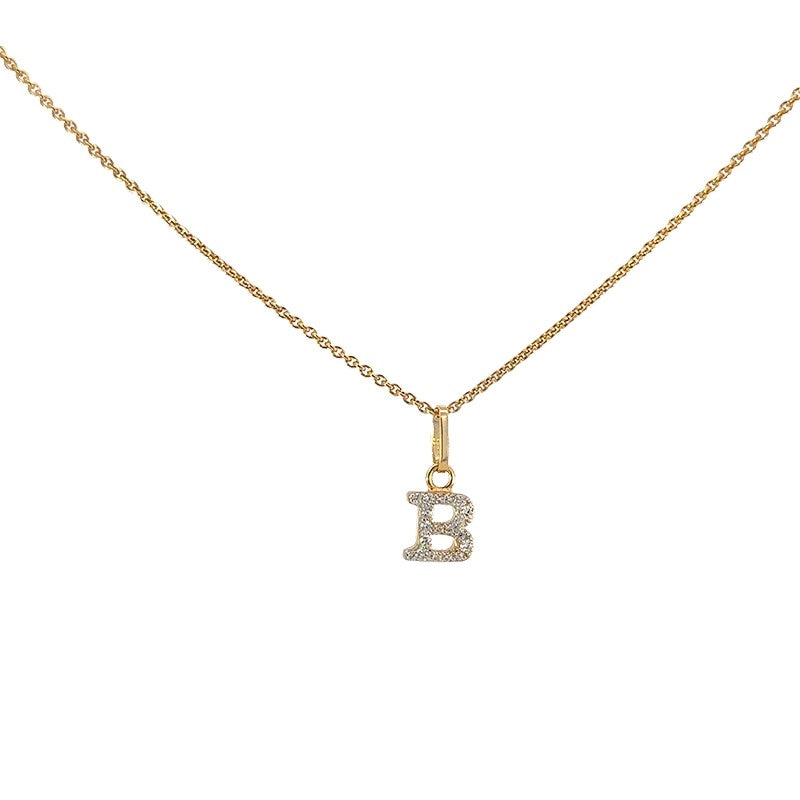 Buchstabenanhänger in 8 Karat Gold mit zirkonia