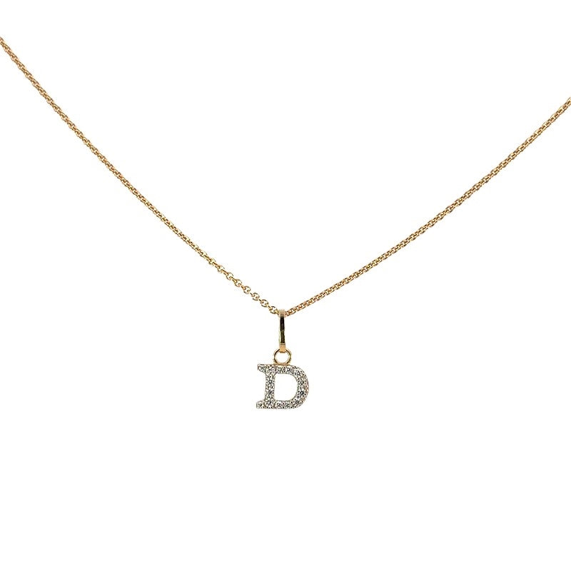 Buchstabenanhänger in 8 Karat Gold mit zirkonia
