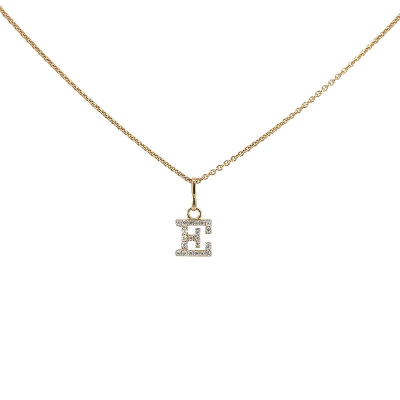 Buchstabenanhänger in 8 Karat Gold mit zirkonia