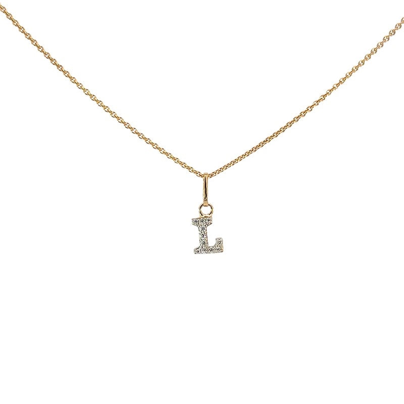 Buchstabenanhänger in 8 Karat Gold mit zirkonia