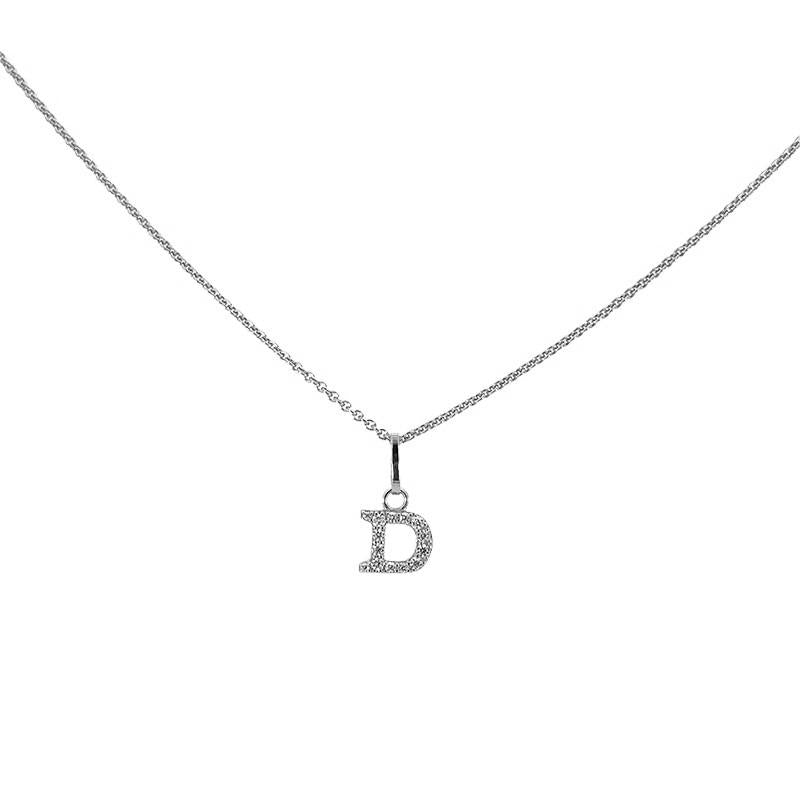 Buchstabenanhänger in Silber mit zirkonia