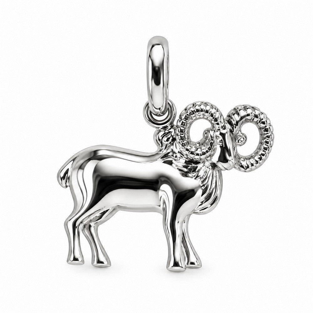 Eleganter Anhänger mit dem Sternzeichen Widder aus rhodiniertem Silber
