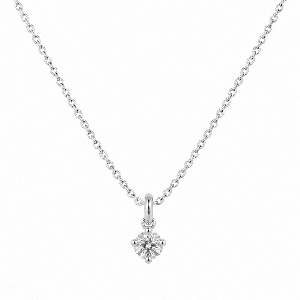 Solitaire halskæde i rhodineret sølv med 5 mm zirkonia