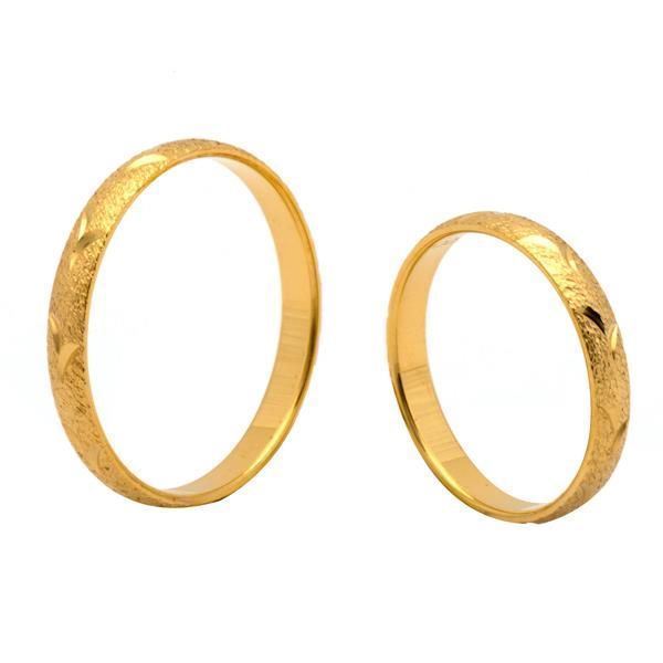 Vielsesringe i guld med 3 mm rustik overflade og mønster fra Scrouples