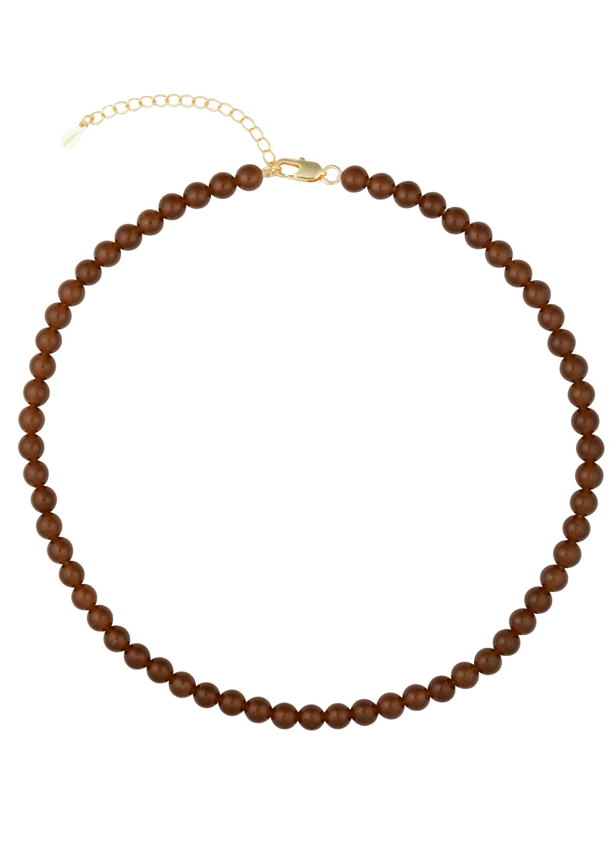 Elegante Candy Coral Hazel Small Halskette aus vergoldetem Silber mit dunkelbraunen Kristallperlen von House of Vincent im Schmuckzentrum