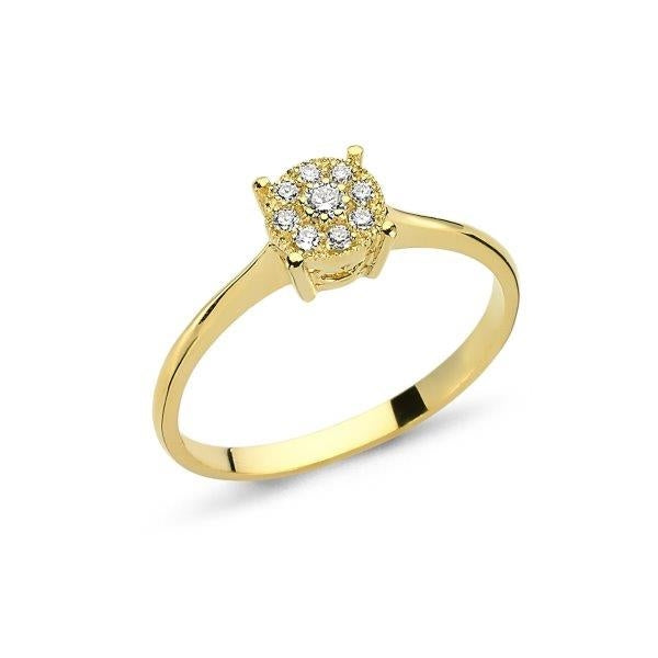 14 kt. Coronet Goldring mit Diamanten von 0,11 ct