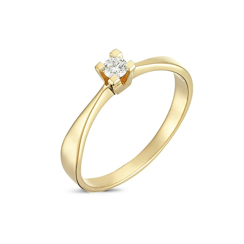Diamantring i 14 karat guld med brillant på 0,10 ct
