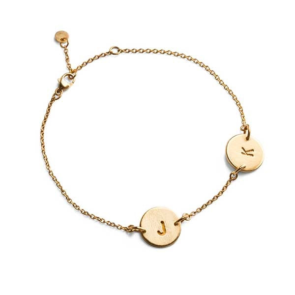 Jane Kønig Lovetag Armband aus vergoldetem Silber mit 2 Lovetags 2-LOVE-TAG-G