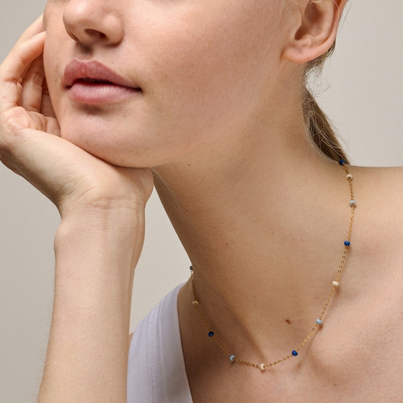 Enamel - Lola Bold MARINE halskæde i forgyldt sølv 2