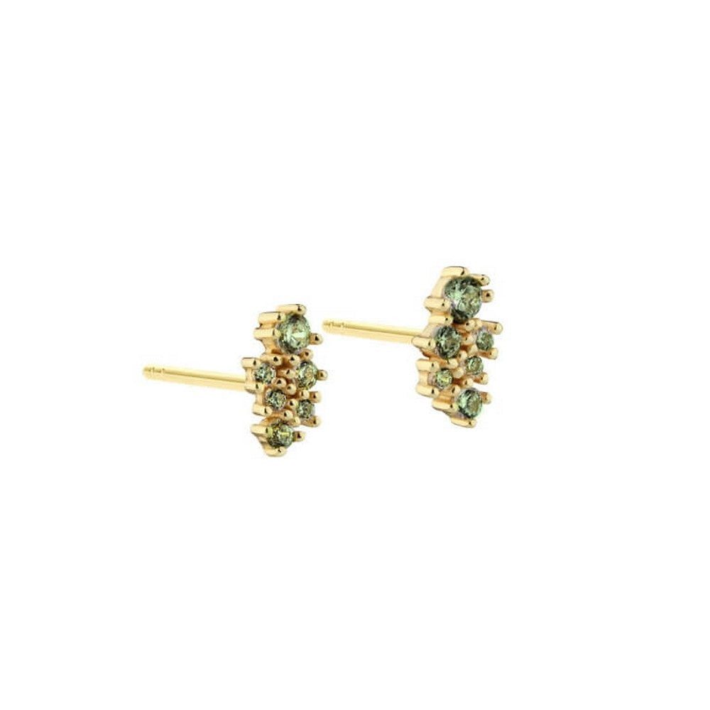 Aqua Dulce – New Aura Olive Ohrstecker aus vergoldetem Silber mit Zirkonia