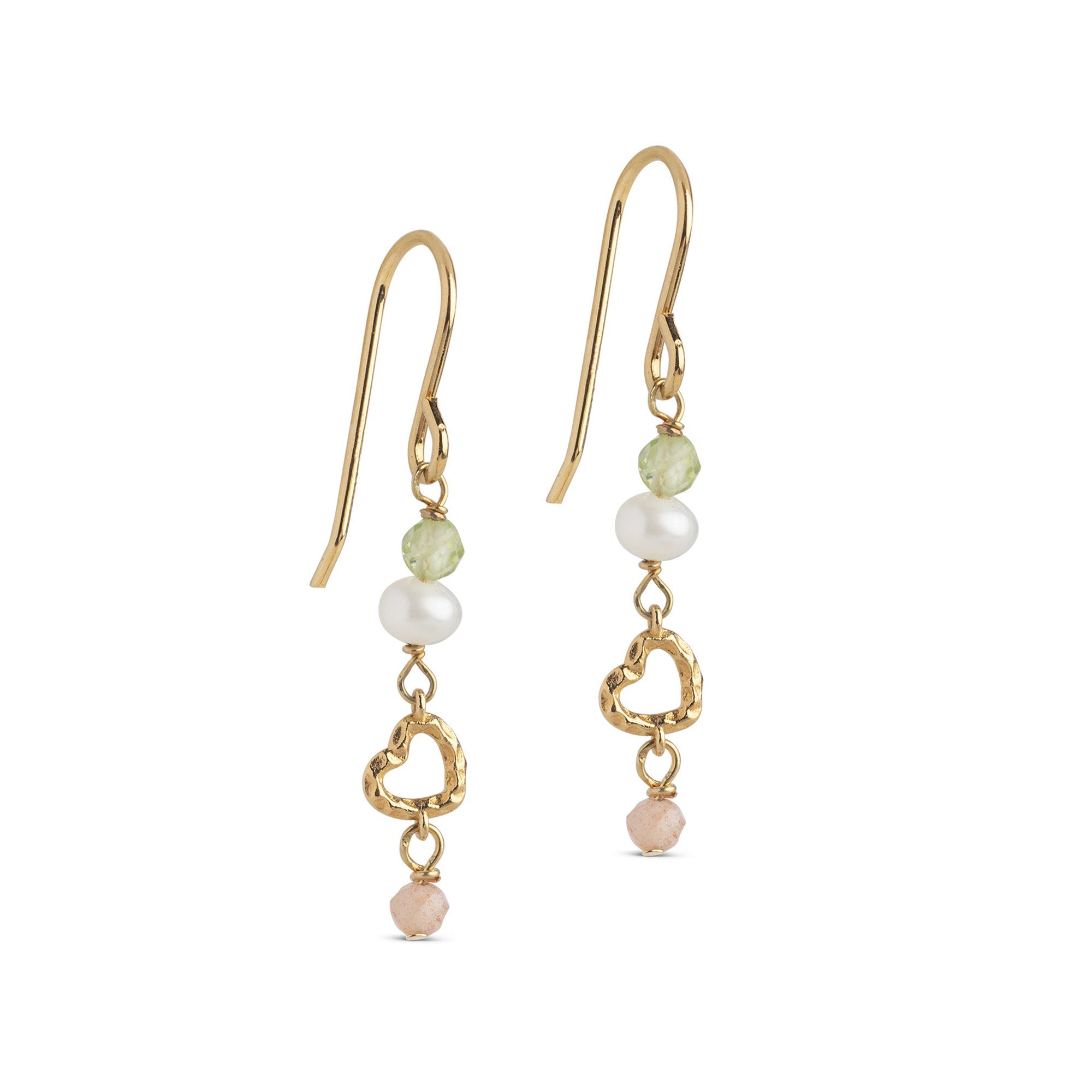 Enamel Organic Heart hoops i forgyldt messing, Meadow