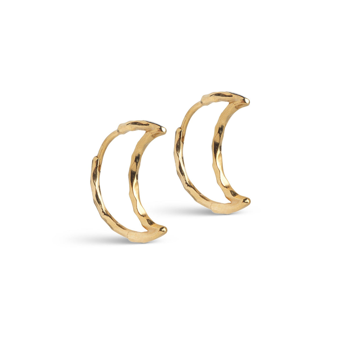 Enamel Organic Moon hoops i forgyldt messing