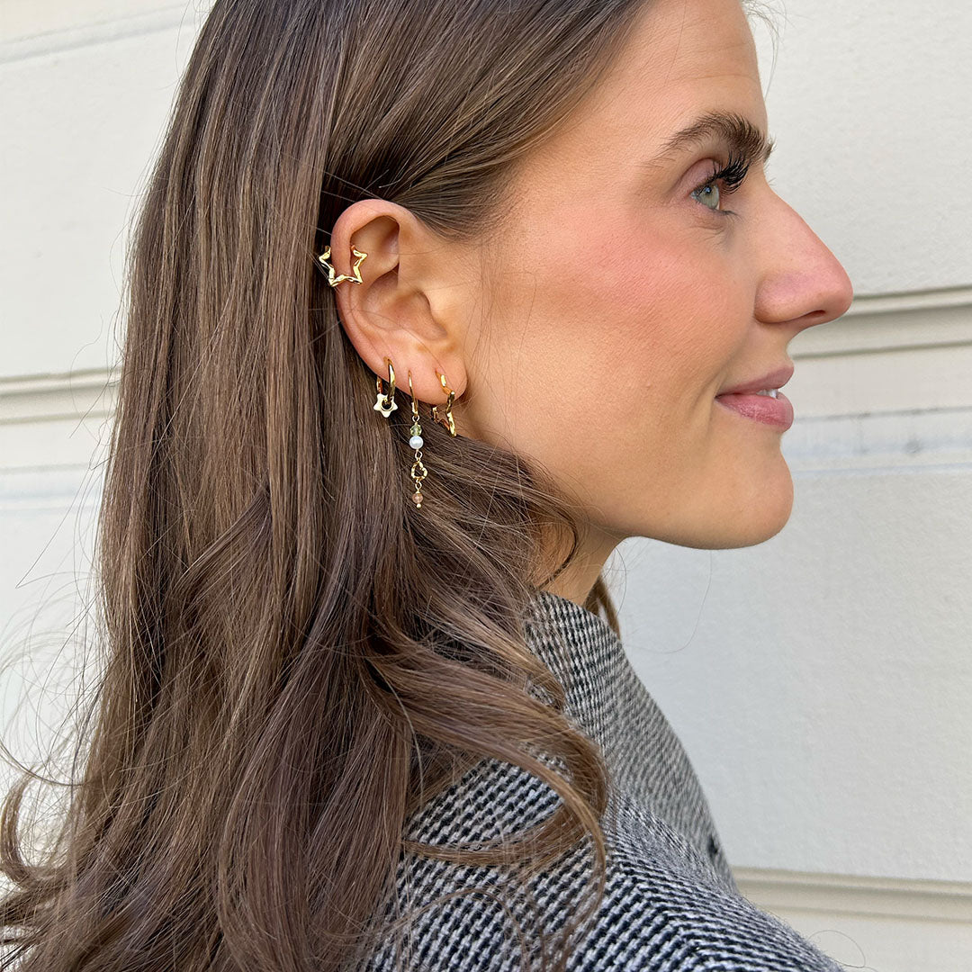 Enamel Organic Star hoops i forgyldt messing, model