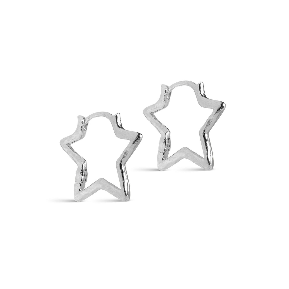 Enamel Organic Star hoops i forsølvet messing
