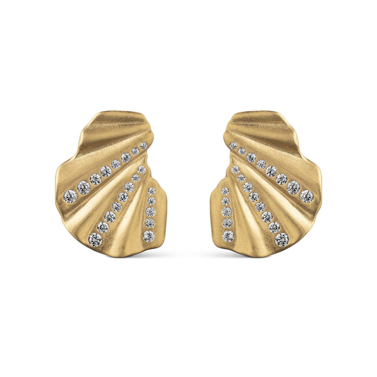 Schmuckzentrum Enamel Wave CZ Ohrringe aus vergoldetem Messing mit funkelnden klaren Zirkonia – stilvoll, modern und raffiniert