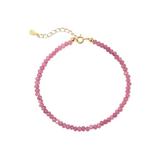 ByBirch Lotus armbånd i forgyldt sølv med pink jade-sten