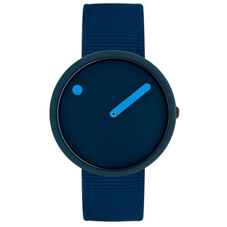 Picto OCEAN GHOST NET ur med navy blue urskive og rem lavet af genanvendt fiskenet – 40 mm unisex ur i rustfrit stål