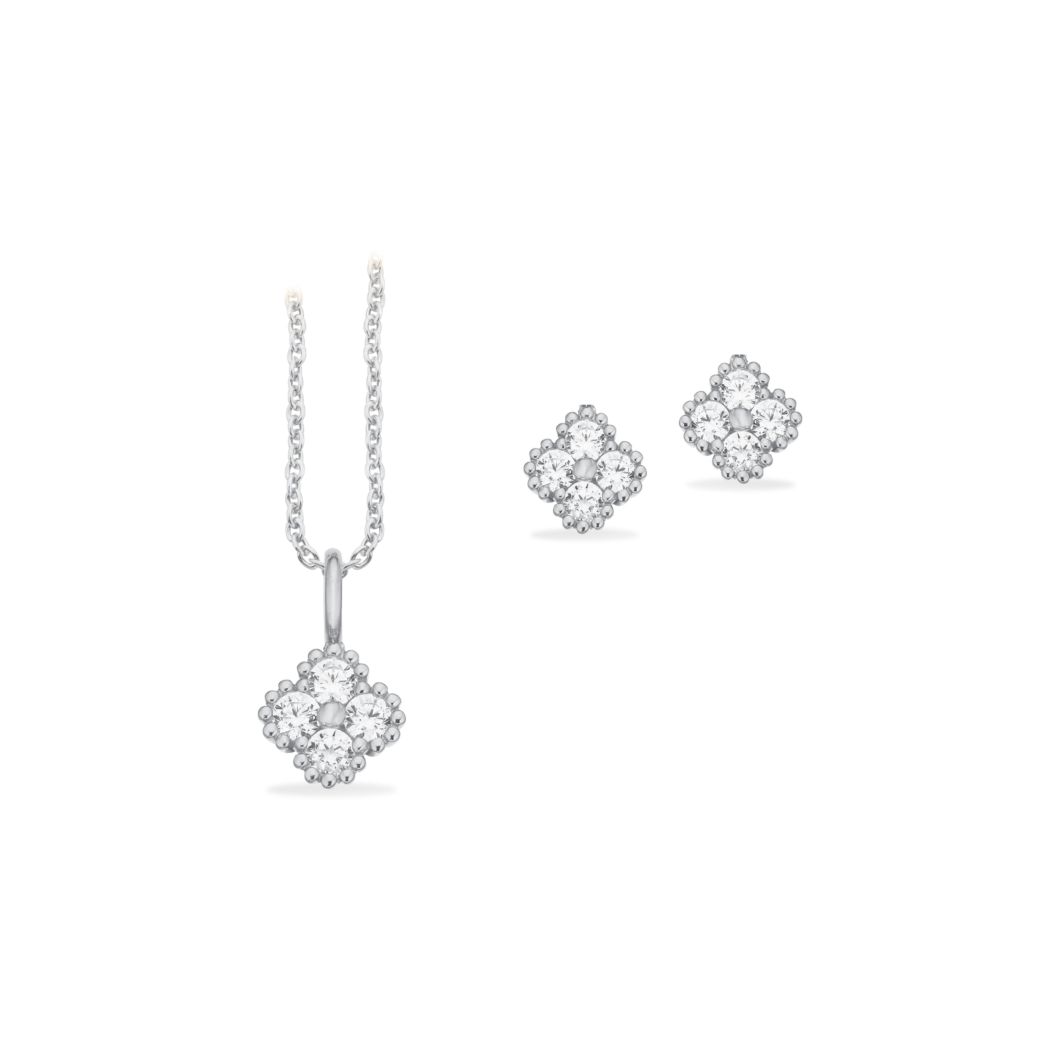 Pixel smykkesæt cubic zirkonia i sølv