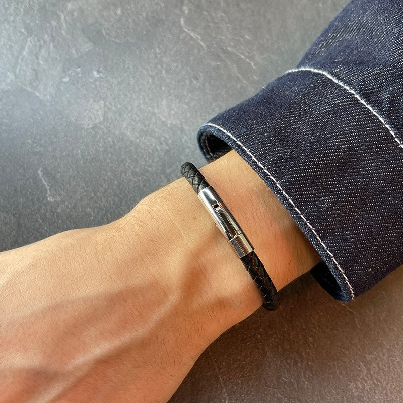 Rico's - Læderarmbånd til mænd i flettet læder RC504S 2
