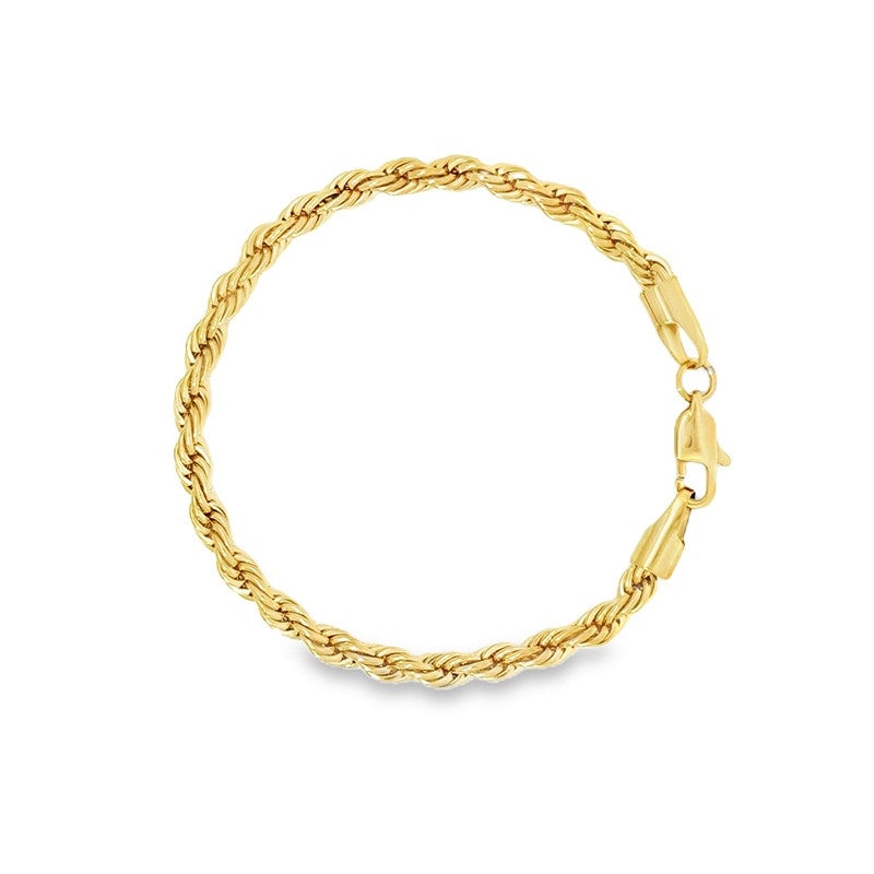 Cordel armbånd i stål i 18 kt forgyldt i 5 mm fra Rico's