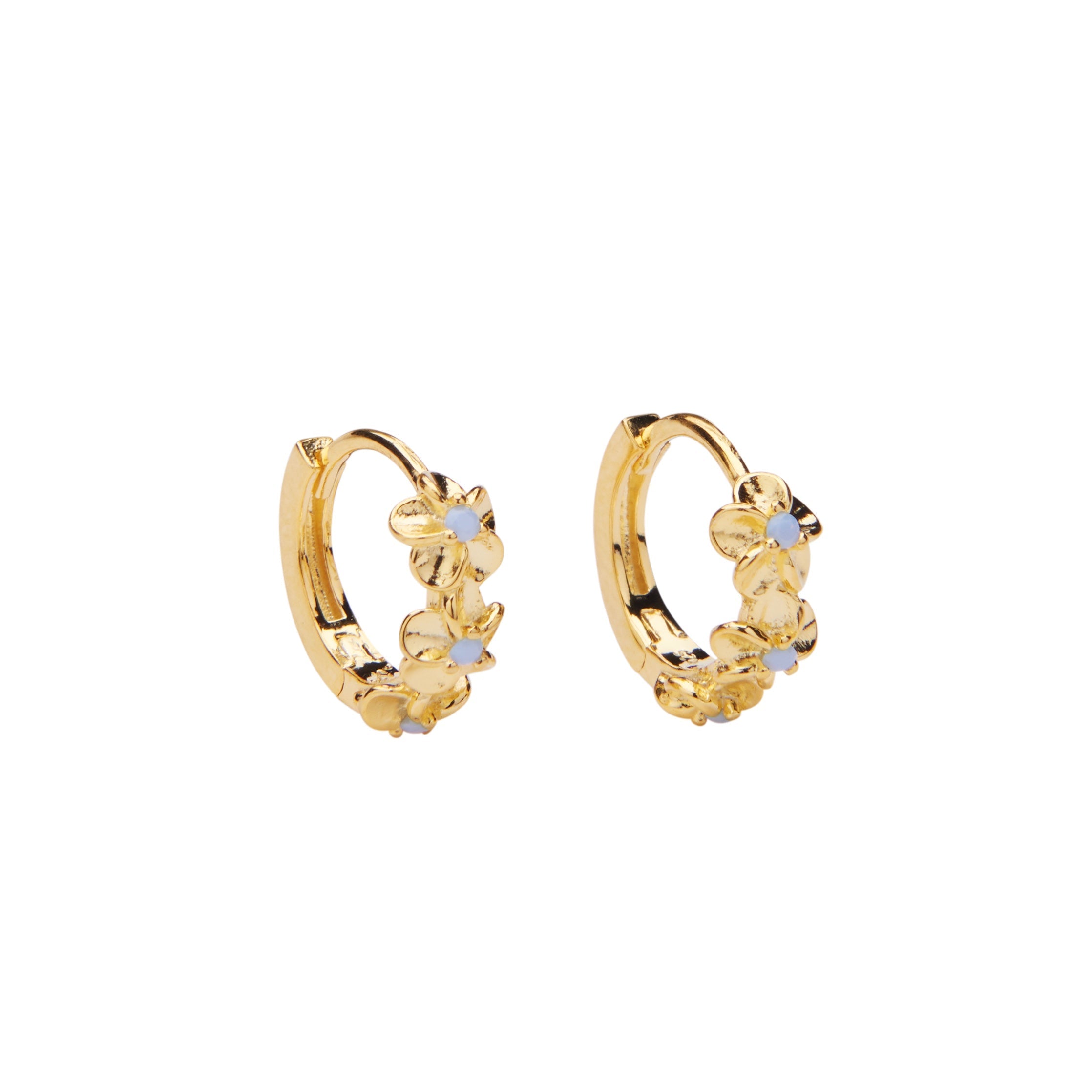 Pico Aster crystal hoops i forgyldt sølv m mørkblå krystaller - detaljebillede