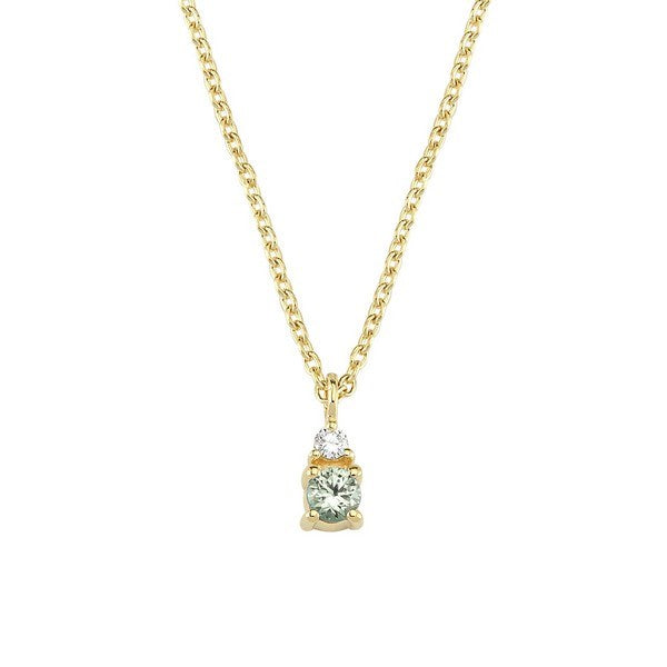 Petit rund - Grøn safir halskæde i 14 kt. guld | V1110