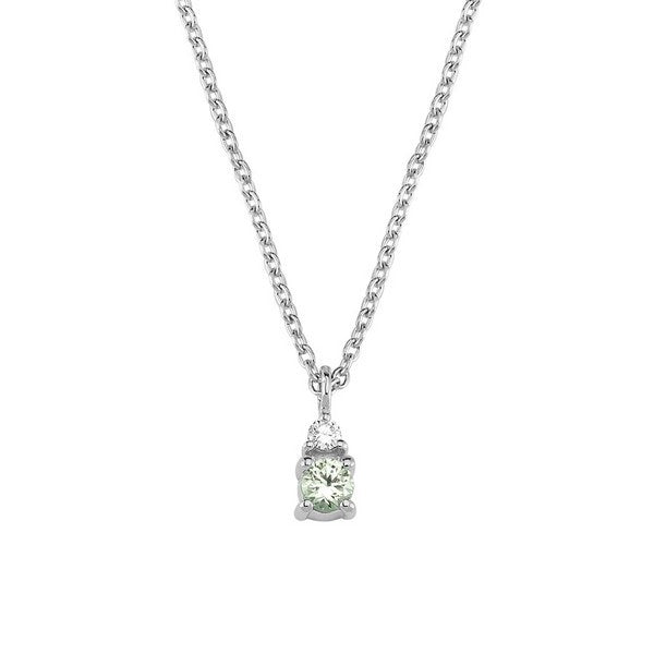 Petit rund Grøn safir halskæde i 14 kt. hvidguld V1110
