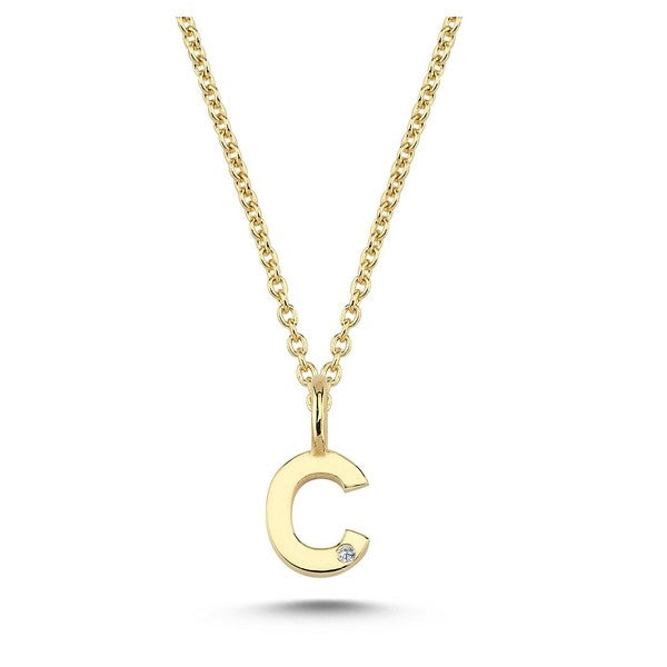 Buchstabenanhänger in 14 kt Gold mit 0,005 ct - 6,5 mm