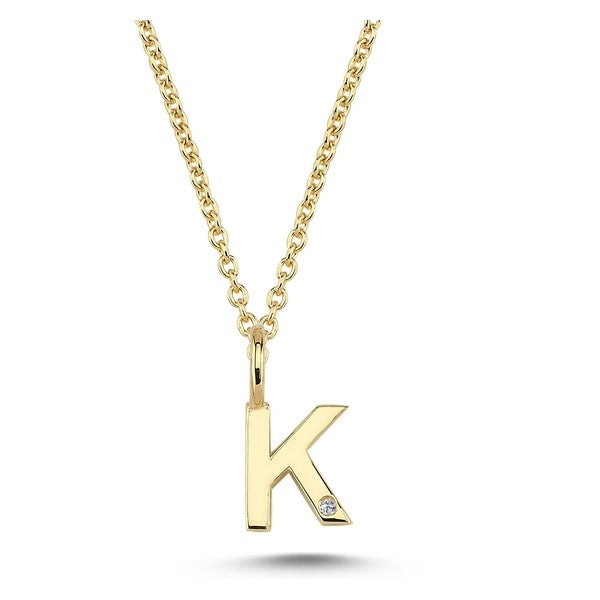 Buchstabenanhänger in 14 kt Gold mit 0,005 ct - 6,5 mm