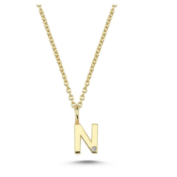 Buchstabenanhänger in 14 kt Gold mit 0,005 ct - 6,5 mm