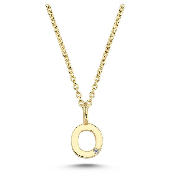 Buchstabenanhänger in 14 kt Gold mit 0,005 ct - 6,5 mm