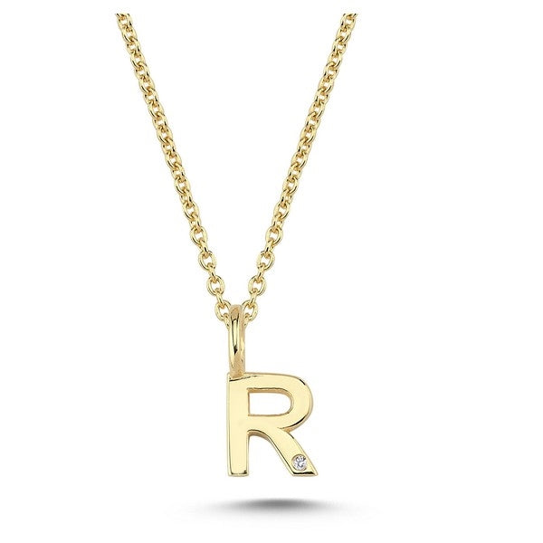 Buchstabenanhänger in 14 kt Gold mit 0,005 ct - 6,5 mm