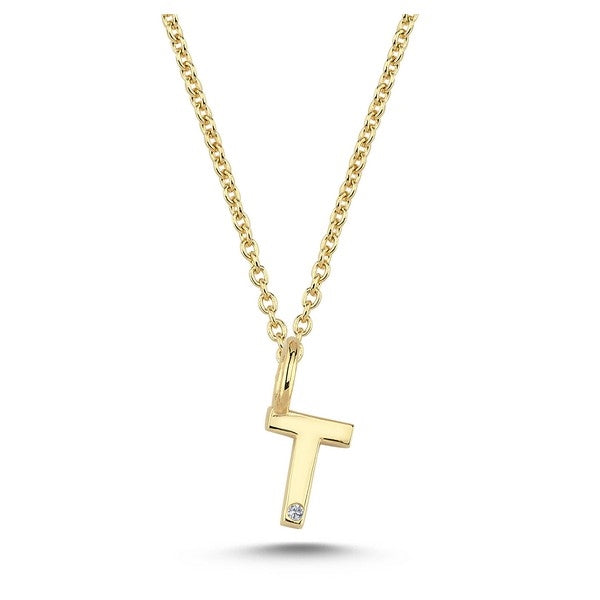 Buchstabenanhänger in 14 kt Gold mit 0,005 ct - 6,5 mm