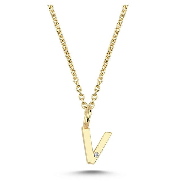 Buchstabenanhänger in 14 kt Gold mit 0,005 ct - 6,5 mm