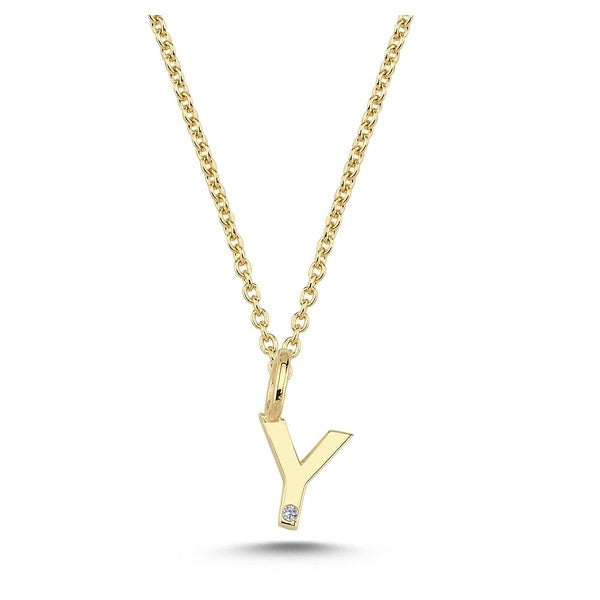 Buchstabenanhänger in 14 kt Gold mit 0,005 ct - 6,5 mm