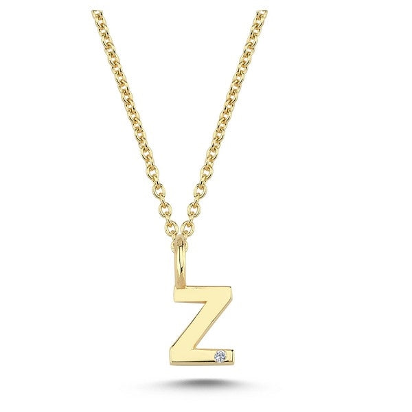 Buchstabenanhänger in 14 kt Gold mit 0,005 ct - 6,5 mm