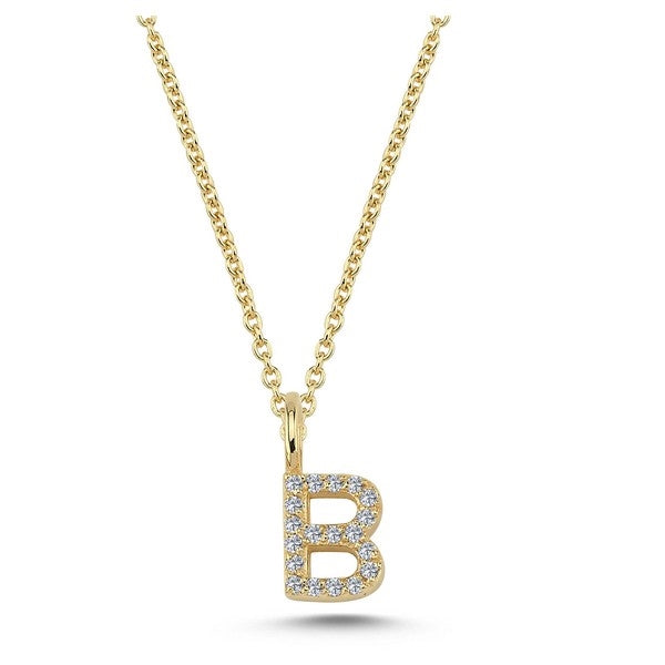 Buchstabenanhänger in 14 kt Gold mit insgesamt 0,035 - 0,115ct - 6,5 mm
