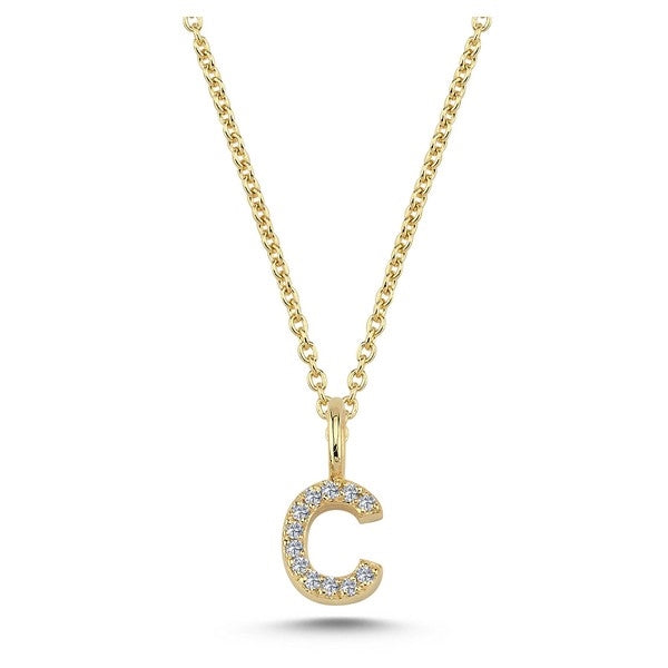 Buchstabenanhänger in 14 kt Gold mit insgesamt 0,035 - 0,115ct - 6,5 mm