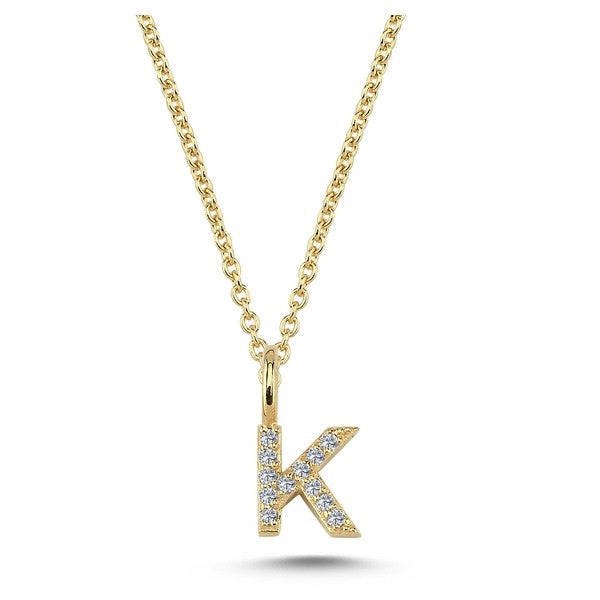 Buchstabenanhänger in 14 kt Gold mit insgesamt 0,035 - 0,115ct - 6,5 mm