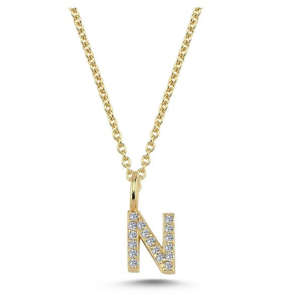 Buchstabenanhänger in 14 kt Gold mit insgesamt 0,035 - 0,115ct - 6,5 mm