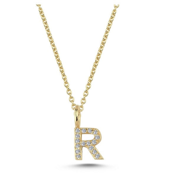 Buchstabenanhänger in 14 kt Gold mit insgesamt 0,035 - 0,115ct - 6,5 mm