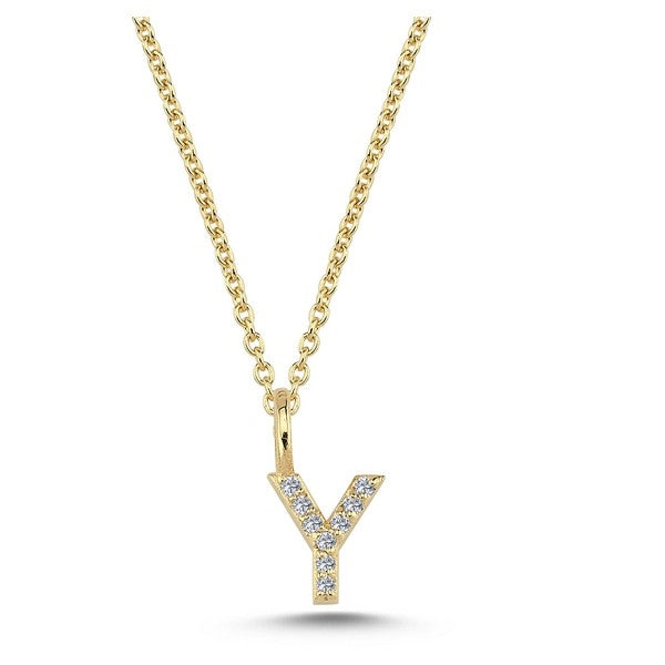 Buchstabenanhänger in 14 kt Gold mit insgesamt 0,035 - 0,115ct - 6,5 mm