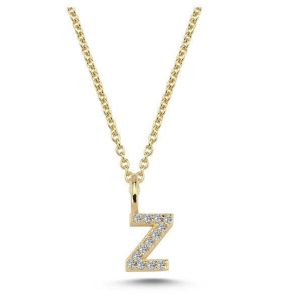 Buchstabenanhänger in 14 kt Gold mit insgesamt 0,035 - 0,115ct - 6,5 mm