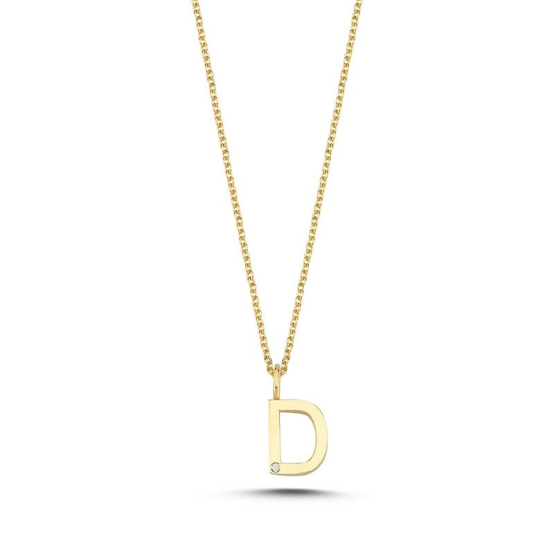 Buchstabenanhänger in 14 kt Gold mit 0,005 ct. 9,5 mm