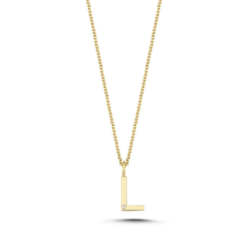 Buchstabenanhänger in 14 kt Gold mit 0,005 ct. 9,5 mm