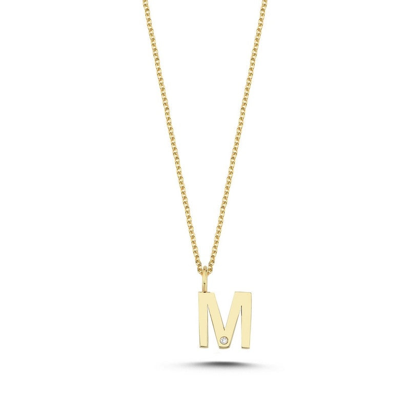 Buchstabenanhänger in 14 kt Gold mit 0,005 ct. 9,5 mm