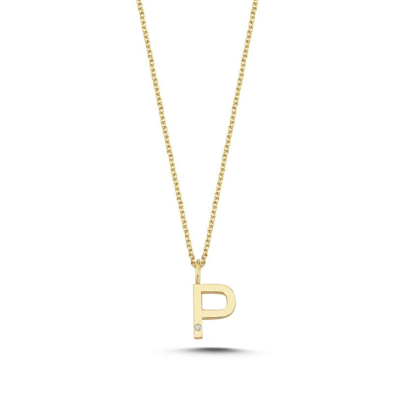 Buchstabenanhänger in 14 kt Gold mit 0,005 ct. 9,5 mm