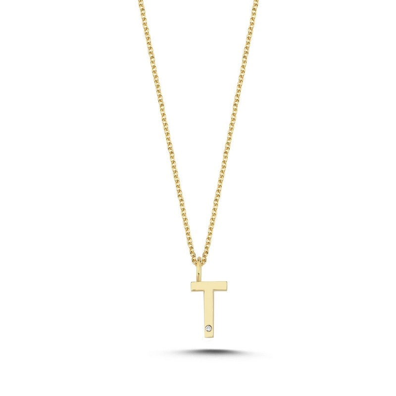 Buchstabenanhänger in 14 kt Gold mit 0,005 ct. 9,5 mm