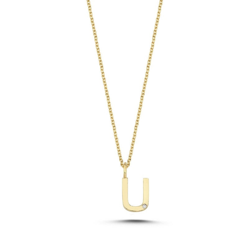 Buchstabenanhänger in 14 kt Gold mit 0,005 ct. 9,5 mm