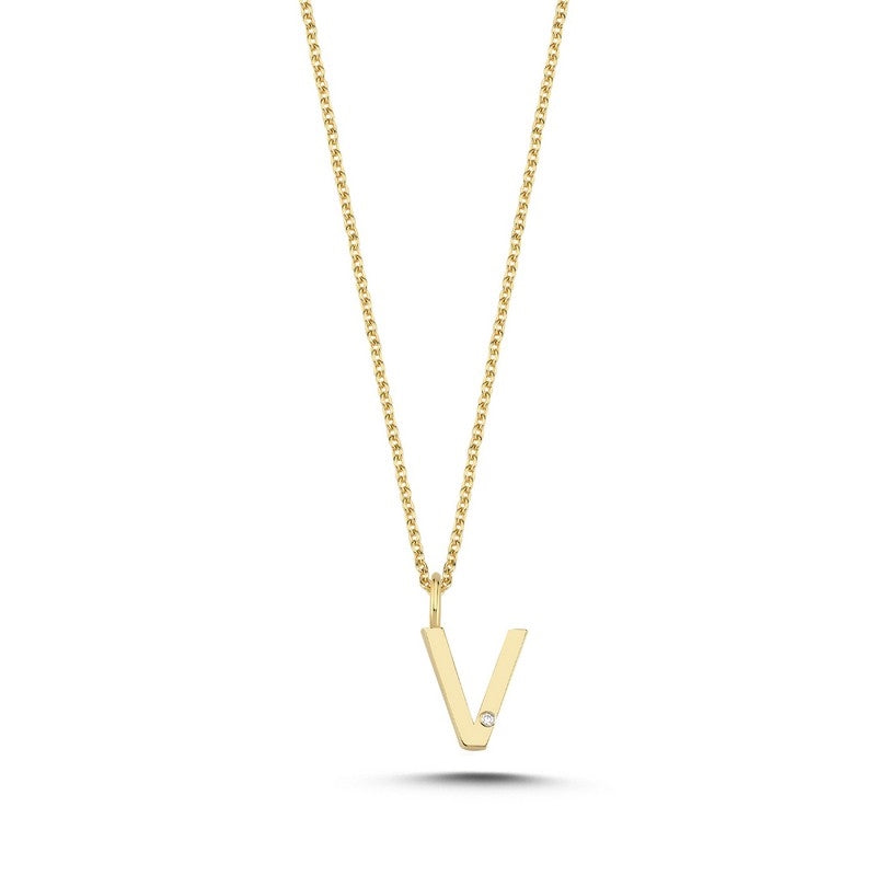 Buchstabenanhänger in 14 kt Gold mit 0,005 ct. 9,5 mm